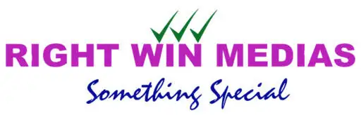 Logo of "Right Win Medias" with three green check marks above, and "Something Special" in blue script below.